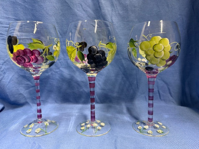 Hand-painted Wine Glasses - Set of 3