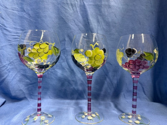 Hand-painted Wine Glasses - Set of 3