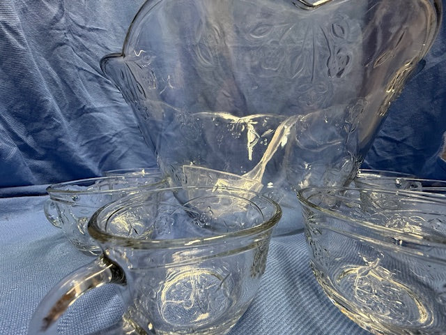 Glass Punch Bowl with 8 cups and ladle